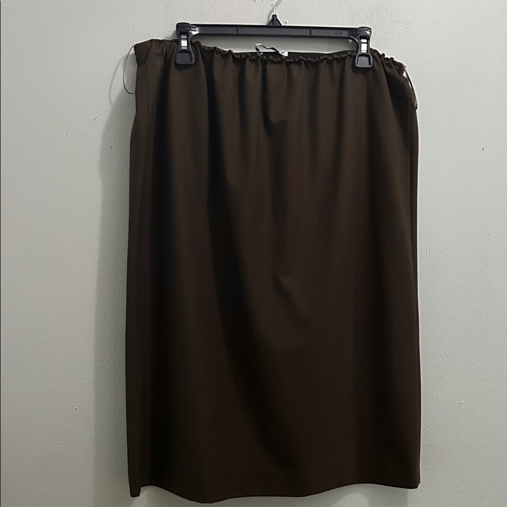 ZARA Dark Brown Midi Skirt with Elastic Waist - Picture 2 of 4